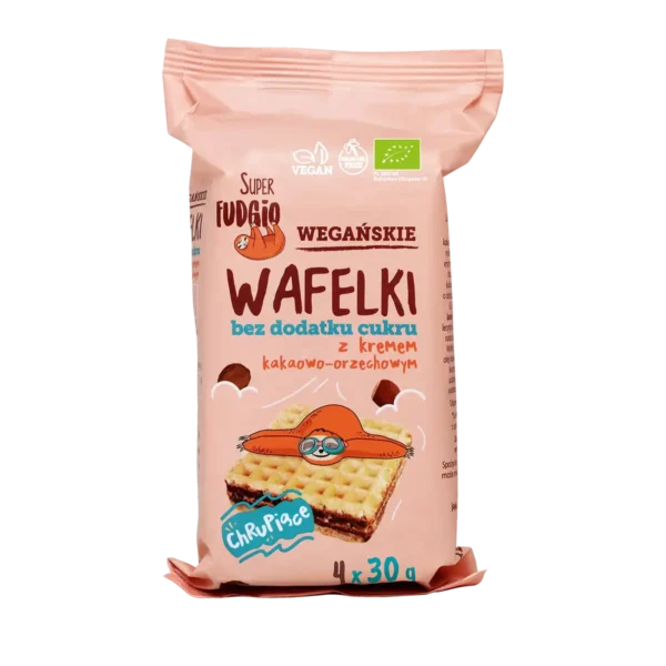 Wegańskie wafelki bez cukru z kremem kakaowo orzechowym