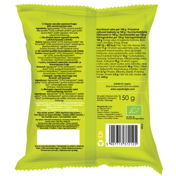 organic naturally sweetened fudges with caramel and lime taste