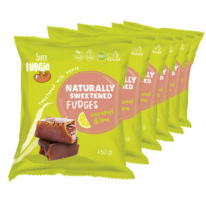 Set of organic fudges with caramel and lime taste