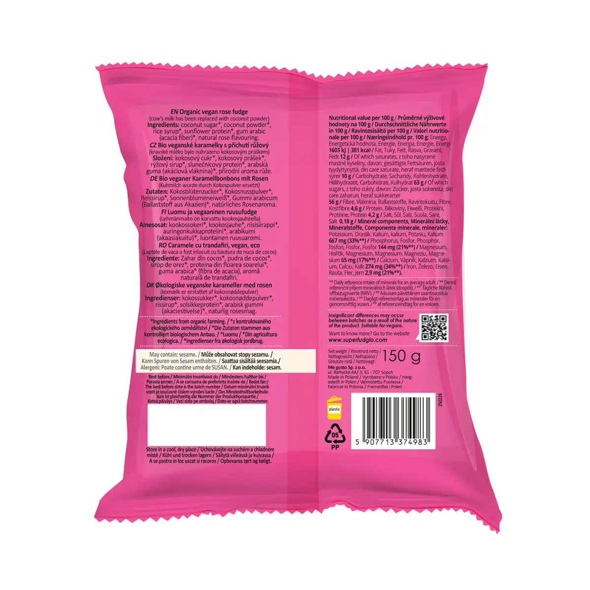 Organic milk-free vegan rose fudge <b>150g</b> 2 Organic milk-free vegan rose fudge <b>150g</b> - Image 2
