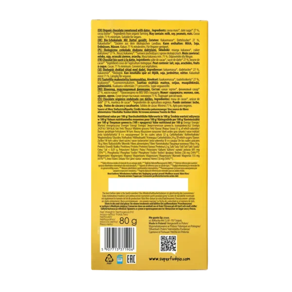 Wegańska czekolada słodzona daktylami <b>80 g / d.10</b> - obrazek 2