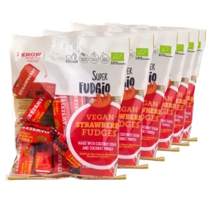 Set of organic milk-free strawberry fudges