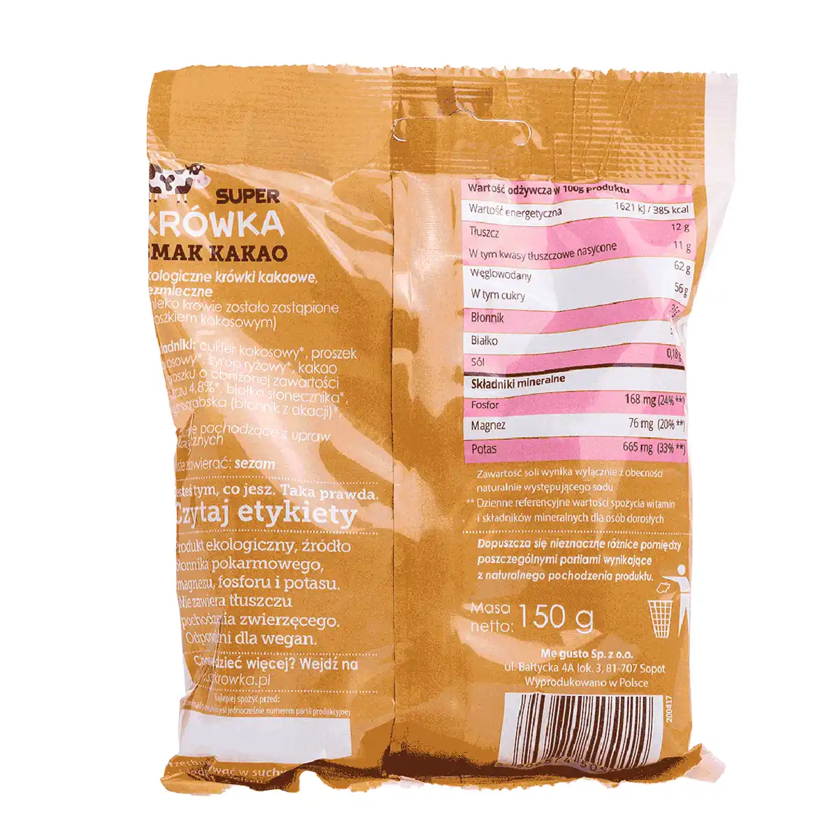 Wegańskie krówki bezmleczne kakaowe <b>150 g / d.10</b> 2 Wegańskie krówki bezmleczne kakaowe <b>150 g / d.10</b> - obrazek 2