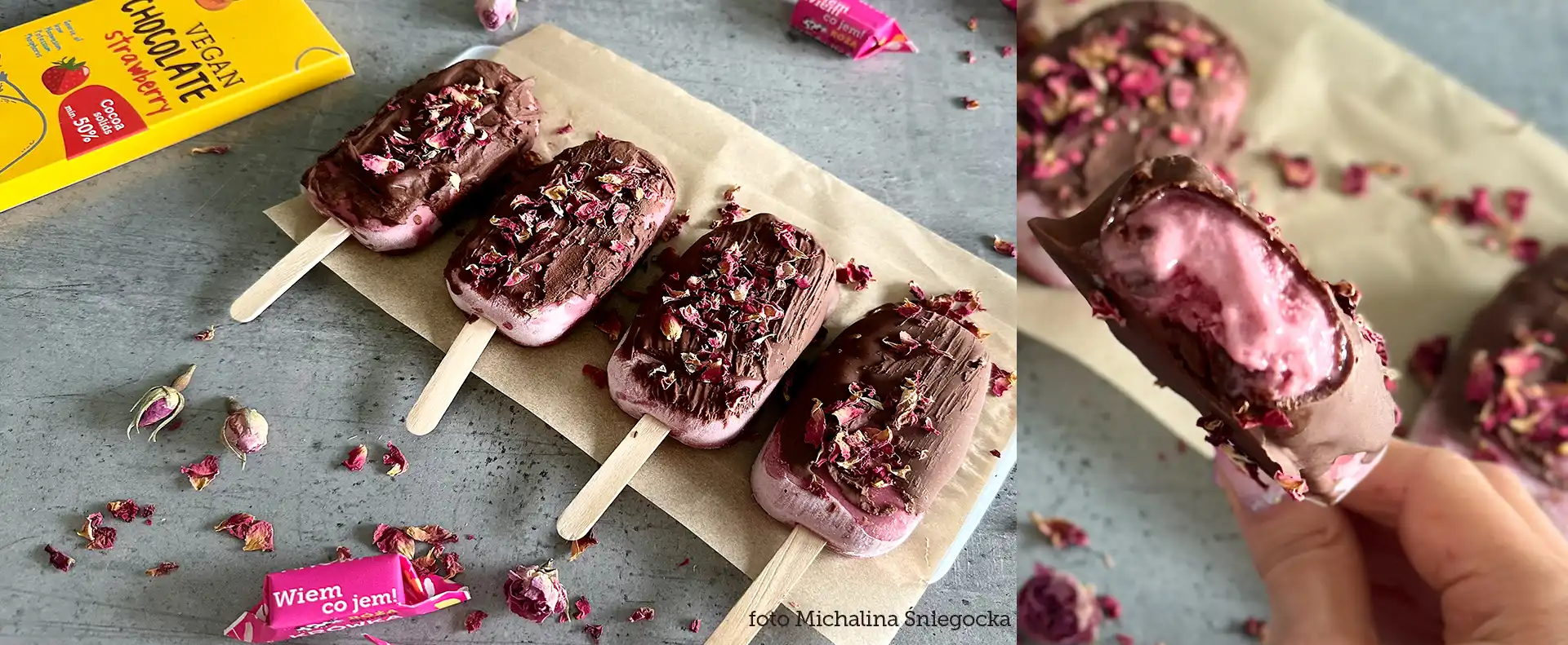 super fudgio lody malinowe z różą