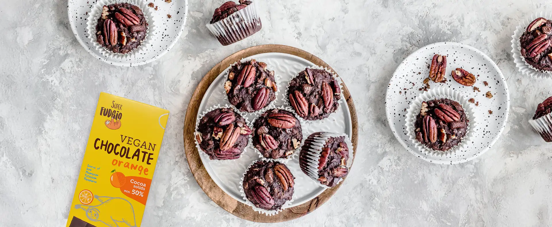 super fudgio wegańskie muffiny z czekoladą pomarańczową